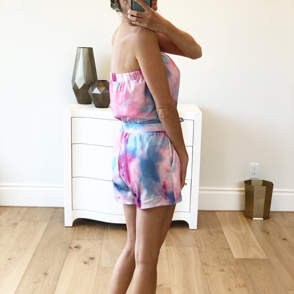BAHAMAS Pink Tie Dye Strapless Romper - Picture 6 of 7